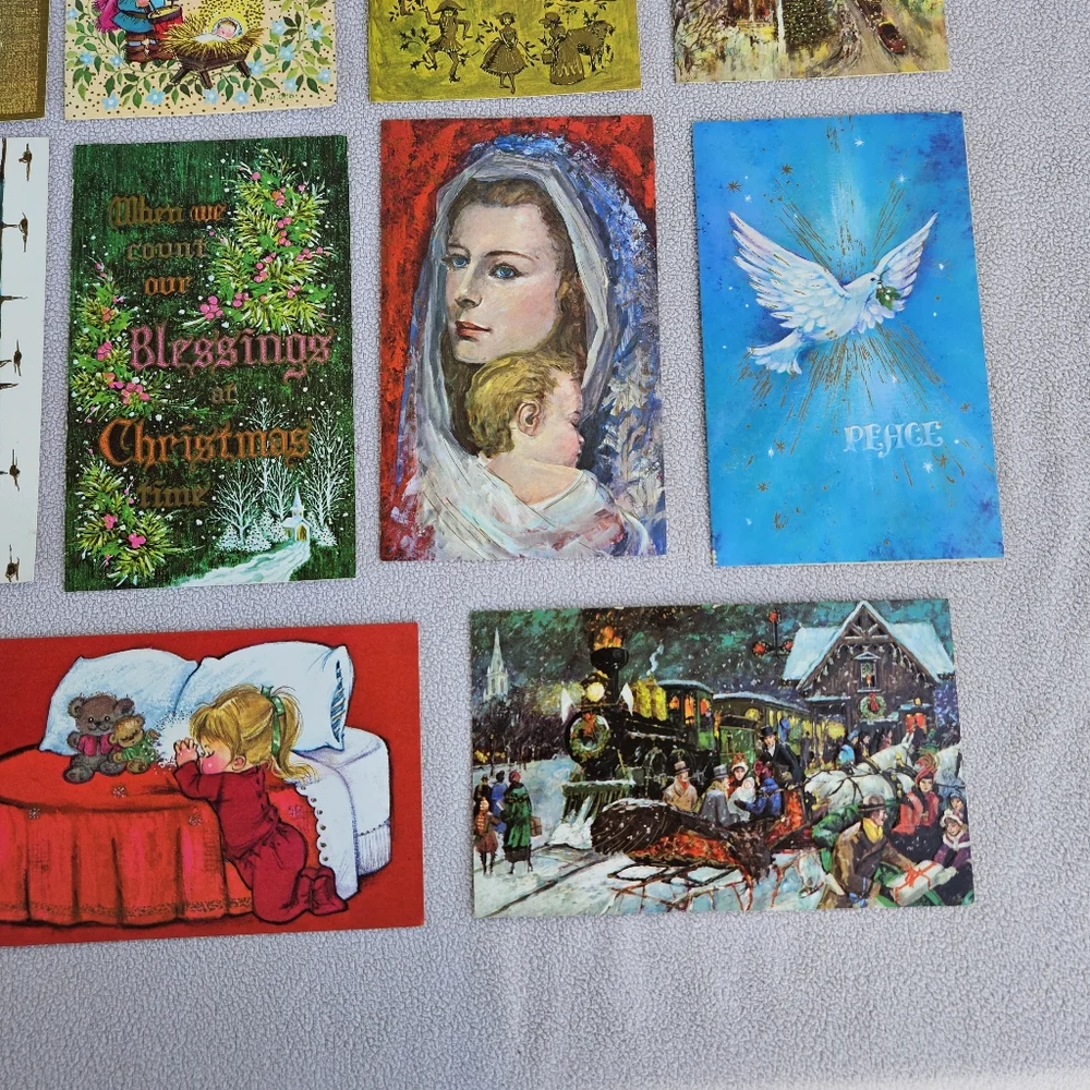 Famous Artists Studios VTG Christmas Card Set of 17 Holiday Religious Church